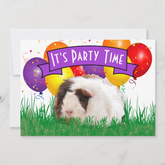 Invitation Ballons de cochons d'Inde pour l'anniversaire des (Devant)