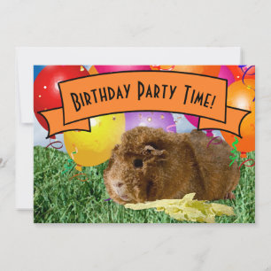 Invitation Ballons de cochons d'Inde pour l'anniversaire des
