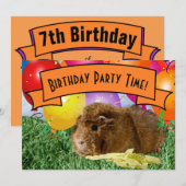 Invitation Ballons de cochons d'Inde pour l'anniversaire des (Devant / Derrière)
