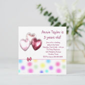 Invitation Ballons de coeur Filles roses 5e fête d'anniversai (Debout devant)
