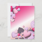Invitation Ballons de coeur rose et blanc rayé Saint-Valentin (Dos)