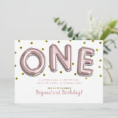 Invitation Ballons de confettis Rose Gold pour fête d'anniver (Debout devant)