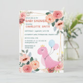 Invitation Ballons de couronne de dinosaure mignon baby showe (Debout devant)