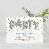 Invitation Ballons de FÊTE Argent & Or Anniversaire TOUTE COU (Debout devant)