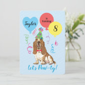 Invitation Ballons de fête d'anniversaire Basset Hound (Debout devant)
