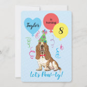 Invitation Ballons de fête d'anniversaire Basset Hound (Devant)