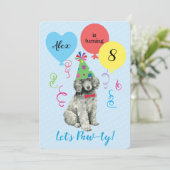 Invitation Ballons de fête d'anniversaire caniche (Debout devant)