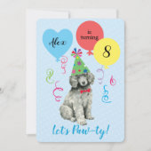 Invitation Ballons de fête d'anniversaire caniche (Devant)