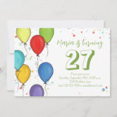 Invitation Ballons de fête d'anniversaire Confetti QR Code Fa (Devant)