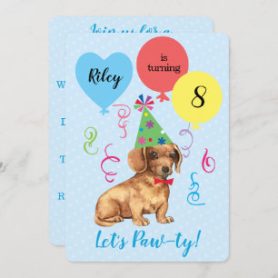 Invitation Ballons de fête d'anniversaire Dachshund