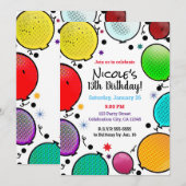 Invitation Ballons de fête d'anniversaire de style bande dess (Devant / Derrière)