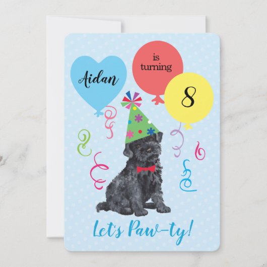 Invitation Ballons de fête d'anniversaire Kerry Blue Terrier (Devant)