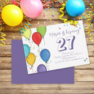 Invitation Ballons de fête d'anniversaire mignons personnalis
