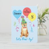 Invitation Ballons de fête d'anniversaire Shiba Inu (Debout devant)