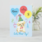 Invitation Ballons de fête d'anniversaire Toy Poodle (Debout devant)
