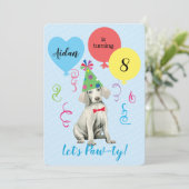 Invitation Ballons de fête d'anniversaire Weimaraner Invitati (Debout devant)