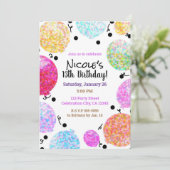 Invitation Ballons de fête Dots mignons Fête d'anniversaire (Debout devant)