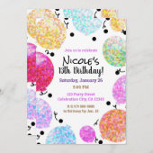 Invitation Ballons de fête Dots mignons Fête d'anniversaire (Devant / Derrière)