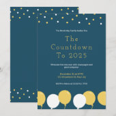 Invitation Ballons de fête du Nouvel An et Confetti (Devant / Derrière)