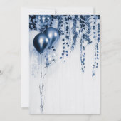 Invitation Ballons de fête en métal bleu Baby shower ivoire (Dos)
