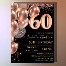 Ballons de fête Glamour 60 ans Black Rose Gold