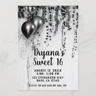 Invitation Ballons de fête métalliques Ivre rustique blanc 16