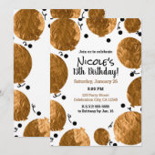 Invitation Ballons de fête métallisés or pour célébration d'a (Devant / Derrière)