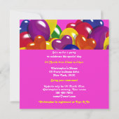 Invitation Ballons de fête pour enfants "rose vif" "n'importe (Dos)