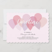 Invitation Ballons de fête rose joli Anniversaire (Devant)