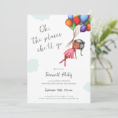 Invitation Ballons de fille noire mignonne Adieu (Debout devant)