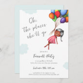 Invitation Ballons de fille noire mignonne Adieu (Devant / Derrière)