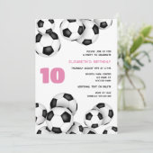 Invitation Ballons de football noir blanc anniversaire de enf (Debout devant)