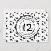 Invitation Ballons de football noir blanc motif fête d'annive (Dos)