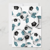 Invitation Ballons de football noir turquoise anniversaire de (Dos)