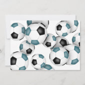 Invitation Ballons de football noir turquoise anniversaire de (Dos)