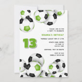 Invitation ballons de football noir vert vif anniversaire de (Devant)