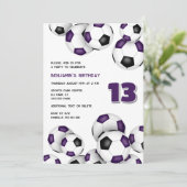 Invitation ballons de football noir violet garçons filles ann (Debout devant)