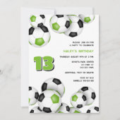 Invitation ballons de football vert clair anniversaire de enf (Devant)