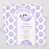 Invitation ballons de football violet fête d'anniversaire de  (Devant / Derrière)