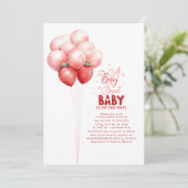 Invitation Ballons de fraises Berry Baby shower sucré (Debout devant)