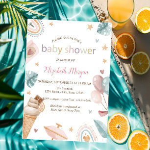 Invitation Ballons de glace arc-en-ciel Points Baby Shower 