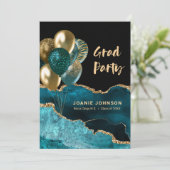 Invitation Ballons de la fête de graduation Turquoise Gold Ag (Debout devant)