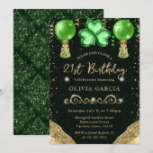 Invitation Ballons de la Saint-Patrick Glam 21e Anniversaire (Devant / Derrière)