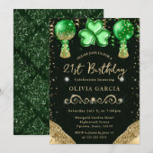 Invitation Ballons de la Saint-Patrick Glam 21e Anniversaire (Devant / Derrière)