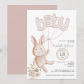 Invitation Ballons de lapin Aquarelle Boho Baby shower neutre (Devant / Derrière)