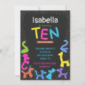 Invitation Ballons de néon Animaux 10e anniversaire (Devant)