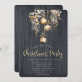 Invitation Ballons de Noël Vintage Noir Noël (Devant / Derrière)