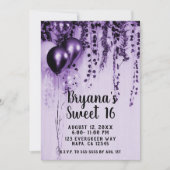 Invitation Ballons de partie en métal violet blanc blanc blan (Devant)