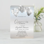 Invitation Ballons de Parties scintillant argent tendance (Debout devant)