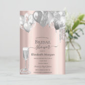 Invitation Ballons de Parties scintillant argentée Pourperles (Debout devant)